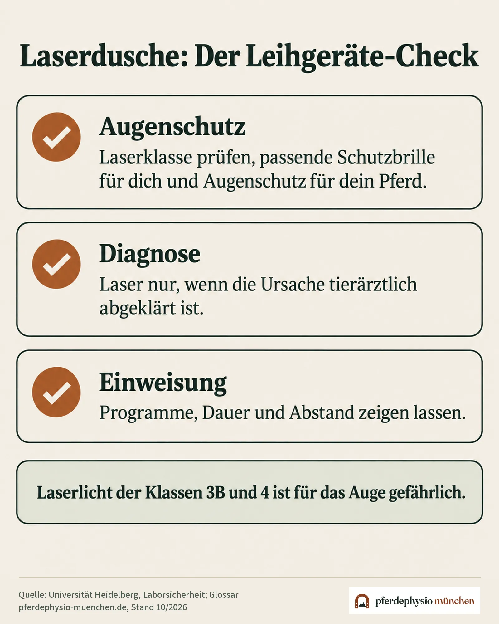 Leihgeräte-Check für die Laserdusche: Augenschutz, Diagnose, Einweisung