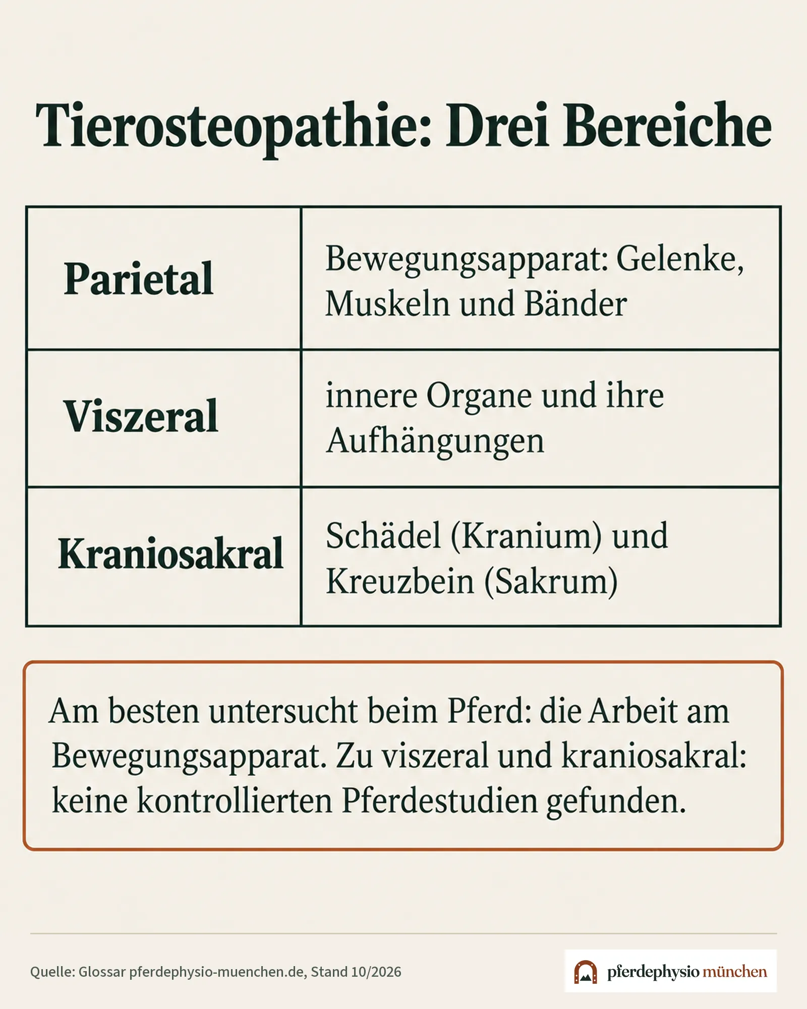 Begriffskompass: parietale, viszerale und kraniosakrale Osteopathie beim Pferd
